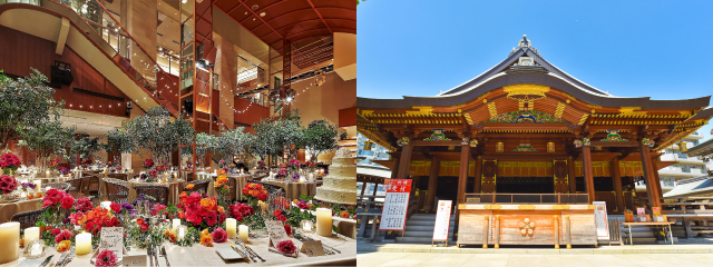 レストランウェディングの会場と湯島神社